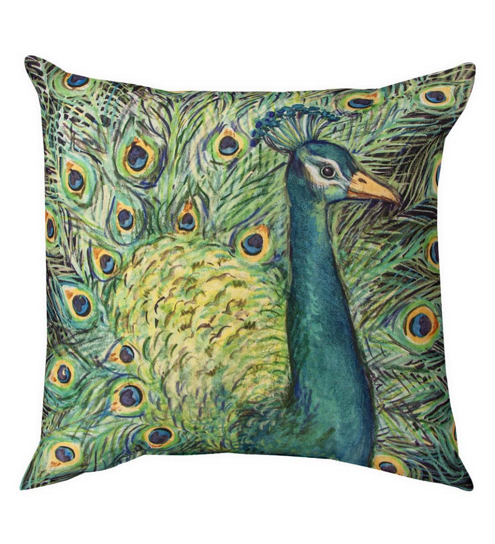 Plow & Hearth Home Accents | Indoor Living Colorful Square Peacock Throw Pillow
