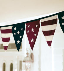 Plow & Hearth Home Accents | Indoor Living Cotton Duck Stars And Stripes Americana Pennant Bunting With Embroidery
