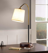 Plow & Hearth Home Accents | Indoor Living Desk Lamp With Usb Port And Fabric Shade