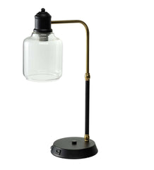 Plow & Hearth Home Accents | Indoor Living Desk Lamp With Usb Port And Glass Shade