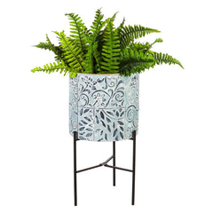 Plow & Hearth Home Accents | Indoor Living Embossed And Painted Metal Standing Planters, Set Of 3