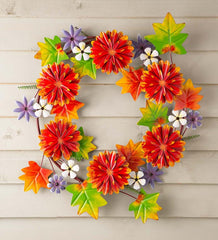 Plow & Hearth Home Accents | Indoor Living Fall Chrysanthemums Metal Wreath