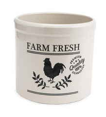 Plow & Hearth Home Accents | Indoor Living Farm Fresh Rooster Stoneware Crock - Black