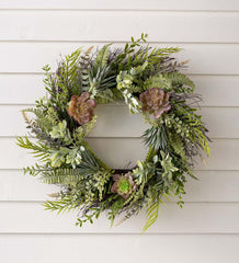 Plow & Hearth Home Accents | Indoor Living Faux Succulent And Fern Wreath