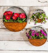 Plow & Hearth Home Accents | Indoor Living Galvanized Metal Round Wall Planter