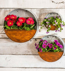 Plow & Hearth Home Accents | Indoor Living Galvanized Metal Round Wall Planter