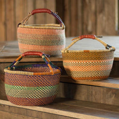 Plow & Hearth Home Accents | Indoor Living Ghanaian Variant Striped Bolga Market Basket