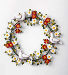 Plow & Hearth Home Accents | Indoor Living Handmade Doves And Flowers Metal Wreath