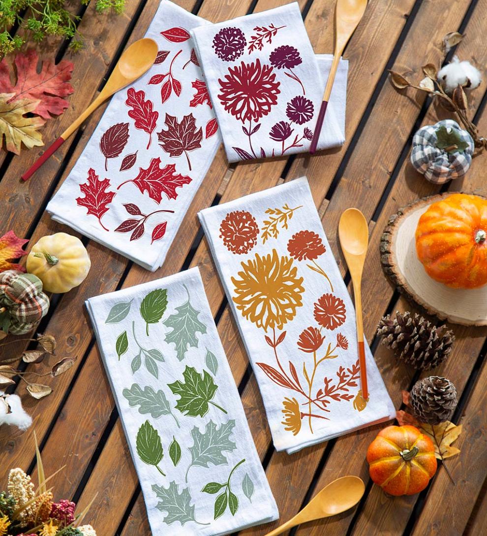 Plow & Hearth Home Accents | Indoor Living Harvest Flour Sack Towel And Wooden Spoon Gift Sets, Set Of 4