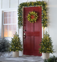 Plow & Hearth Home Accents | Indoor Living Holiday Porch-In-A-Box Lighted Grandis Fir Decorating Set