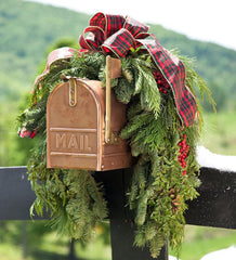 Plow & Hearth Home Accents | Indoor Living Holiday Woodland Evergreens Mailbox Swag With Bow