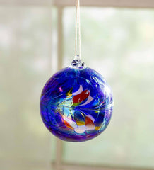 Plow & Hearth Home Accents | Indoor Living Individually Hand-Blown Glass Globe Holiday Ornament - Blue
