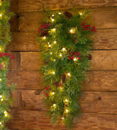 Plow & Hearth Home Accents | Indoor Living Indoor/Outdoor Blue Ridge Teardrop Swag With Battery-Operated Dual-Function Lights