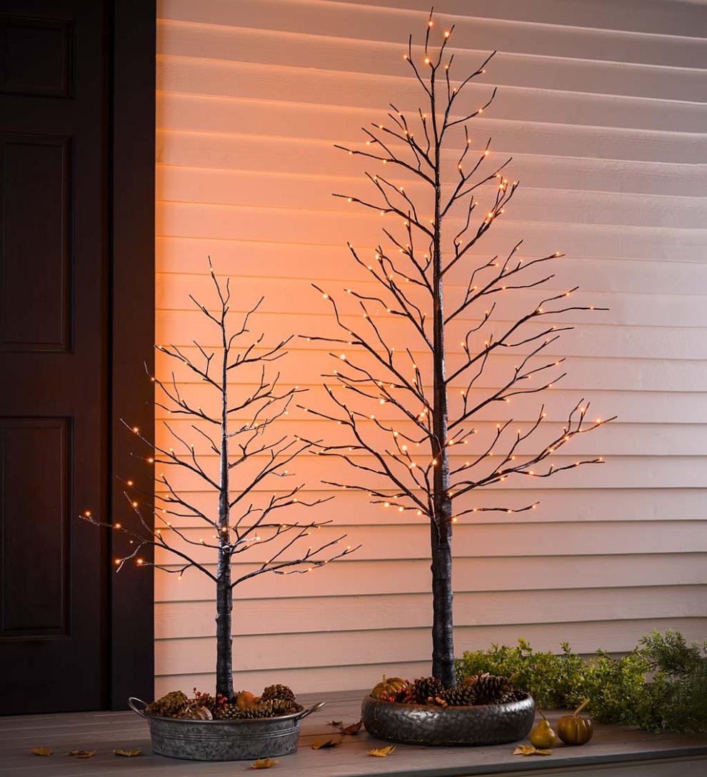 Plow & Hearth Home Accents | Indoor Living Indoor/Outdoor Electric Lighted Halloween Black Tree With Orange Leds