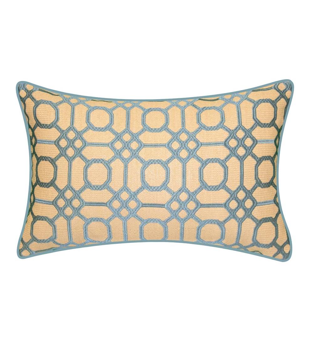 Plow & Hearth Home Accents | Indoor Living Indoor/Outdoor Embroidered Geometric Lumbar Pillow