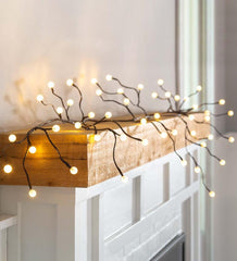 Plow & Hearth Home Accents | Indoor Living Indoor/Outdoor Globe Lighted Branch Garland With 48 Lights