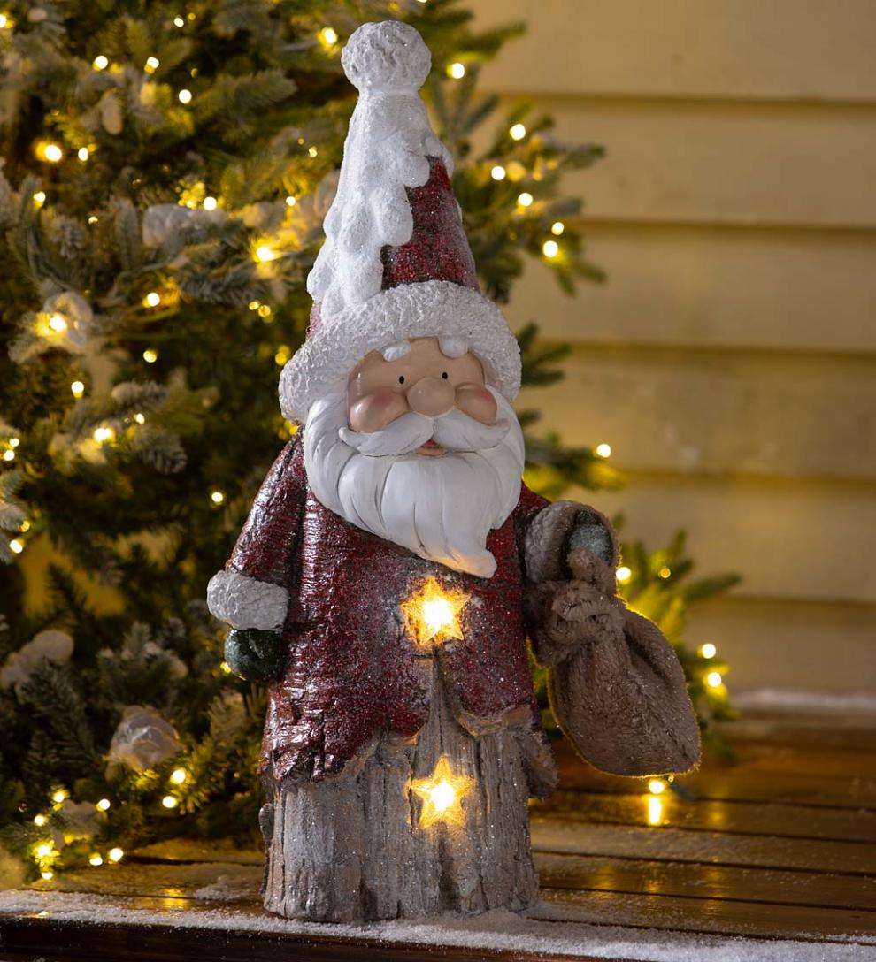 Plow & Hearth Home Accents | Indoor Living Indoor/Outdoor Holiday Lighted Woodland Santa Statue