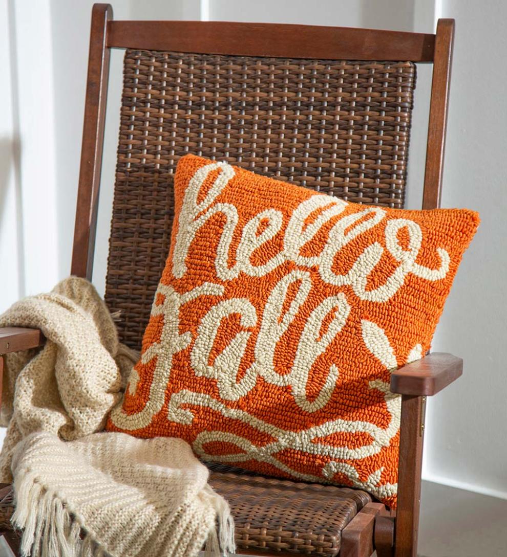 Plow & Hearth Home Accents | Indoor Living Indoor/Outdoor Hooked Hello Fall Throw Pillow