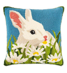 Plow & Hearth Home Accents | Indoor Living Indoor/Outdoor Hooked Polypropylene Bunny Throw Pillow