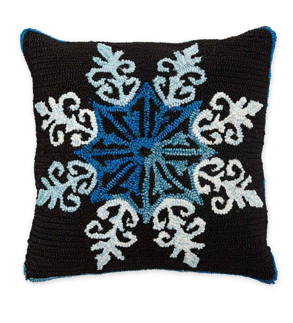 Plow & Hearth Home Accents | Indoor Living Indoor/Outdoor Hooked Shimmering Snowflake Throw Pillow