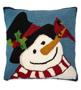 Plow & Hearth Home Accents | Indoor Living Indoor/Outdoor Hooked Snowman And Cardinal Pillow