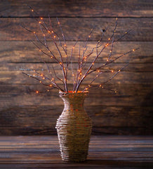 Plow & Hearth Home Accents | Indoor Living Indoor/Outdoor Lighted Halloween Black Tree Branches With 100 Orange Leds, Set Of 2