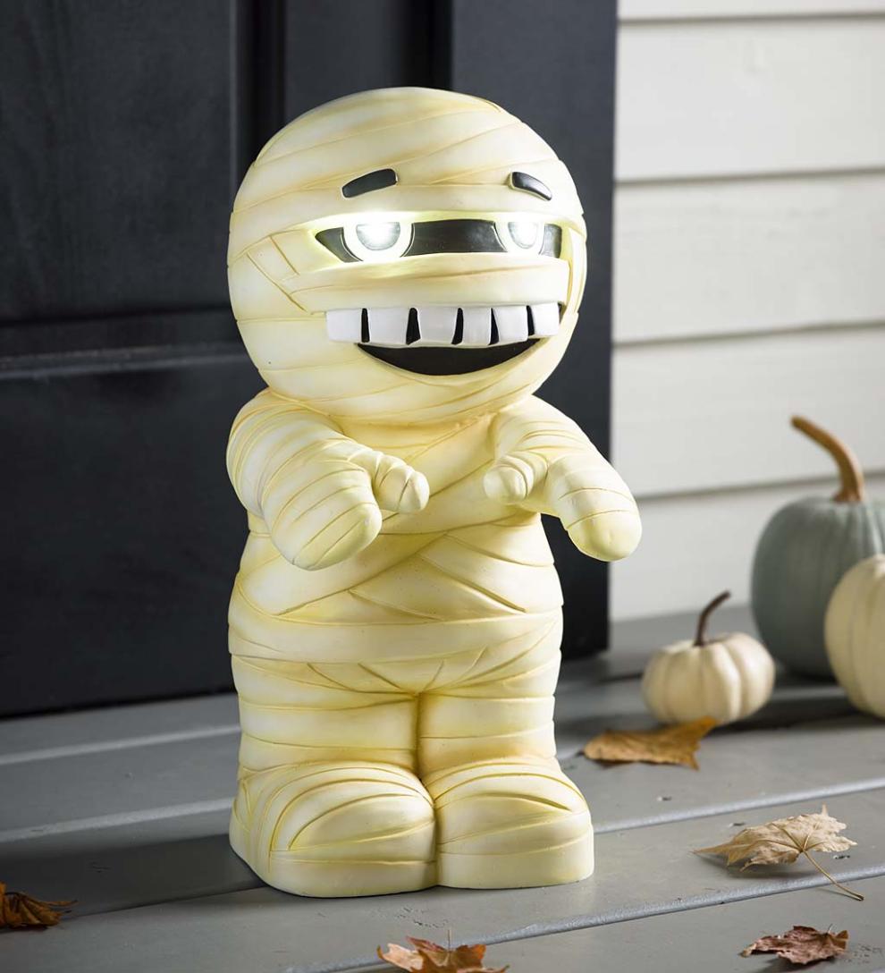 Plow & Hearth Home Accents | Indoor Living Indoor/Outdoor Lighted Mummy Shorty Halloween Statue