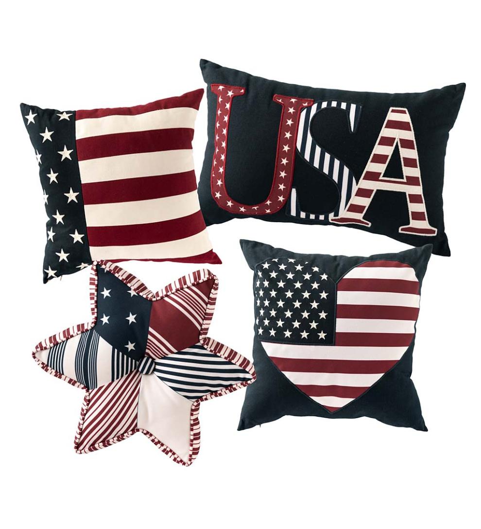 Plow & Hearth Home Accents | Indoor Living Indoor/Outdoor Patriotic Throw Pillows - Heart
