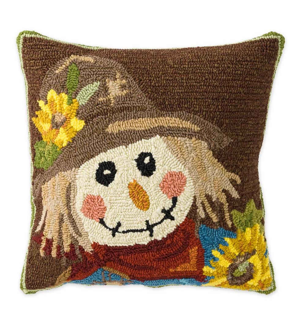 Plow & Hearth Home Accents | Indoor Living Indoor/Outdoor Scarecrow Hand Hooked Polypropylene Throw Pillow