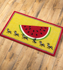 Plow & Hearth Home Accents | Indoor Living Indoor/Outdoor Summer Picnic Ants Hooked Polypropylene Accent Rug