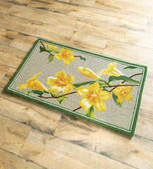 Plow & Hearth Home Accents | Indoor Living Indoor/Outdoor Yellow Jasmine Hooked Polypropylene Accent Rug - Yellow