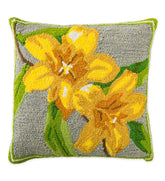 Plow & Hearth Home Accents | Indoor Living Indoor/Outdoor Yellow Jasmine Hooked Polypropylene Throw Pillow - Yellow