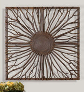 Plow & Hearth Home Accents | Indoor Living Josiah Square Wood Branch Burst Wall Panel