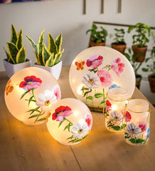 Plow & Hearth Home Accents | Indoor Living Led Vivid Bouquet Mason Jar Lantern