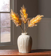 Plow & Hearth Home Accents | Indoor Living Lighted Faux Pampas Grass Branches, Set Of 2 - Caramel