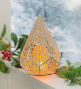 Plow & Hearth Home Accents | Indoor Living Lighted Geometric Die Cut Lantern, Large