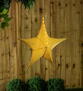 Plow & Hearth Home Accents | Indoor Living Lighted Hanging Fabric Star, Large Gold