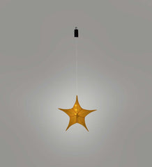 Plow & Hearth Home Accents | Indoor Living Lighted Hanging Fabric Star, Small Gold