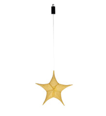Plow & Hearth Home Accents | Indoor Living Lighted Hanging Fabric Star, Small Gold