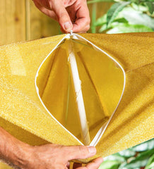 Plow & Hearth Home Accents | Indoor Living Lighted Hanging Fabric Star, Small Gold