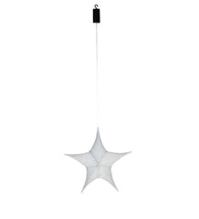 Plow & Hearth Home Accents | Indoor Living Lighted Hanging Fabric Star, Small Silver