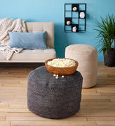 Plow & Hearth Home Accents | Indoor Living Melia Jute Pouf - Black