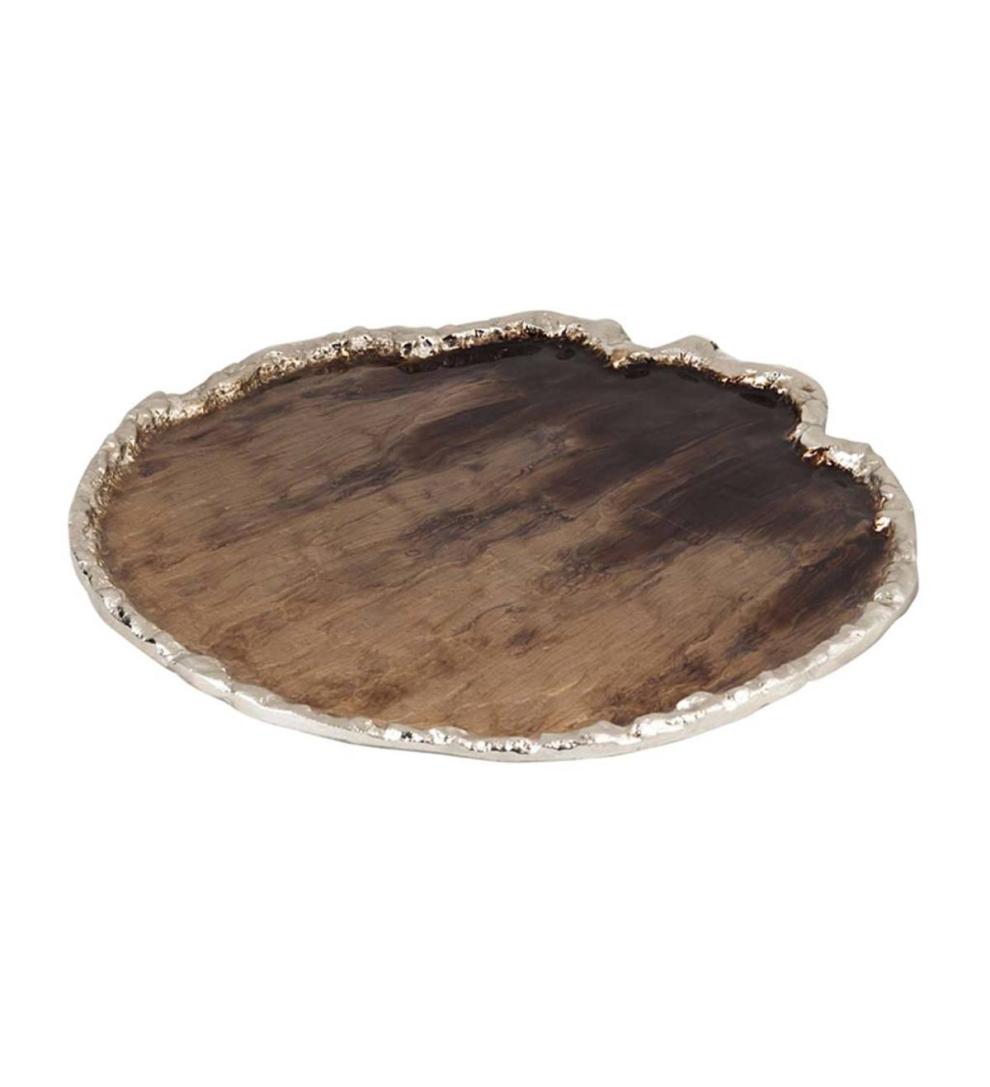Plow & Hearth Home Accents | Indoor Living Metal Faux Wood Grain Tray