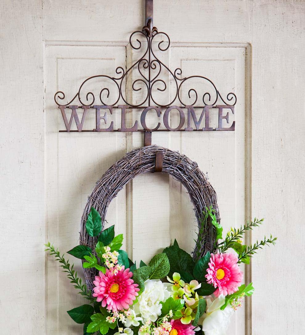 Plow & Hearth Home Accents | Indoor Living Metallic Copper Fleur-De-Lis Welcome Wreath Holder