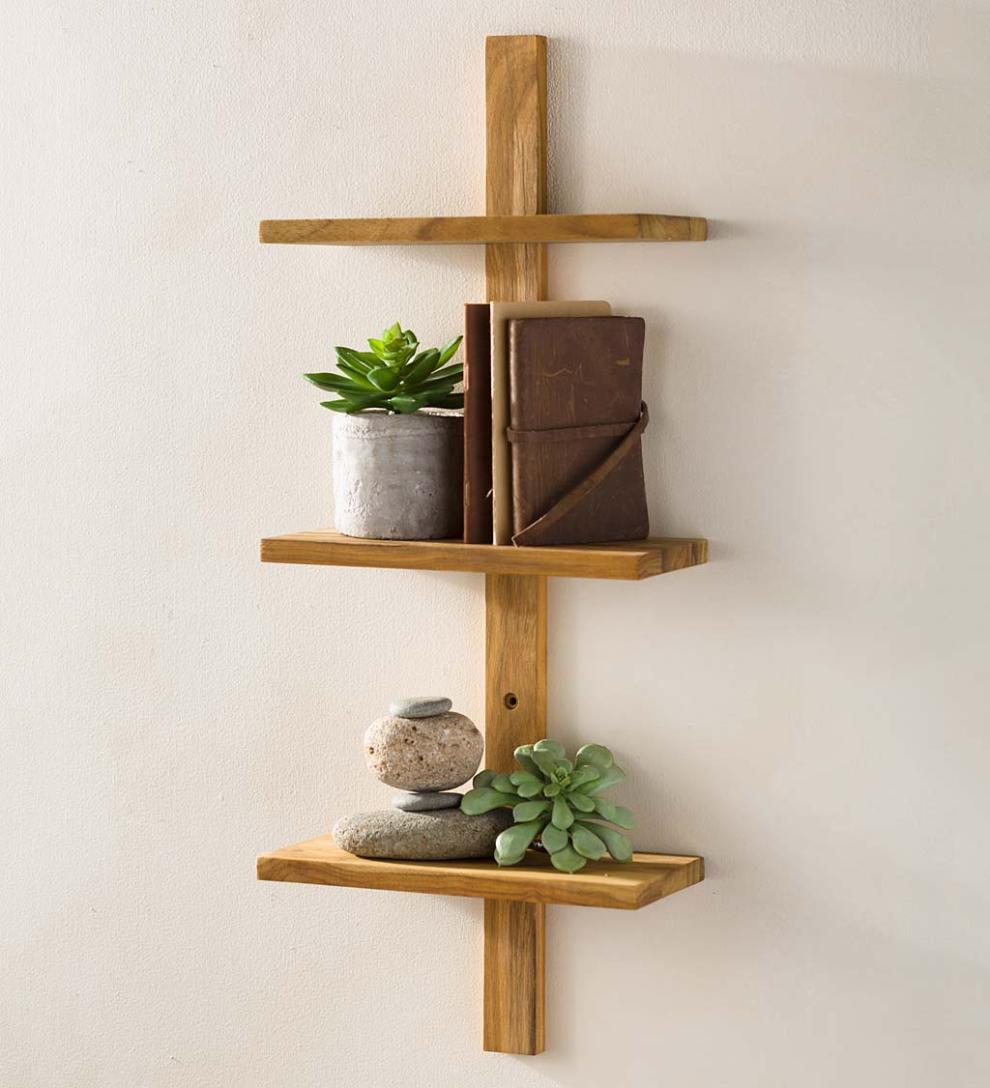 Plow & Hearth Home Accents | Indoor Living Mini Teak Wall Shelf