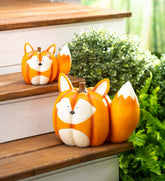 Plow & Hearth Home Accents | Indoor Living Mother And Baby Fox Pumpkin Statues, Set Of 2