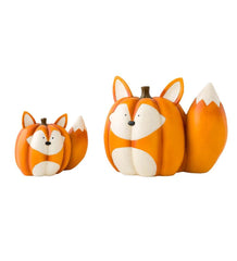 Plow & Hearth Home Accents | Indoor Living Mother And Baby Fox Pumpkin Statues, Set Of 2
