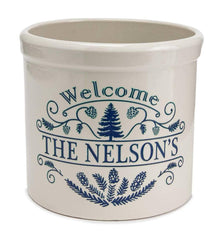 Plow & Hearth Home Accents | Indoor Living Personalized Pine Welcome Stoneware Crock - Black
