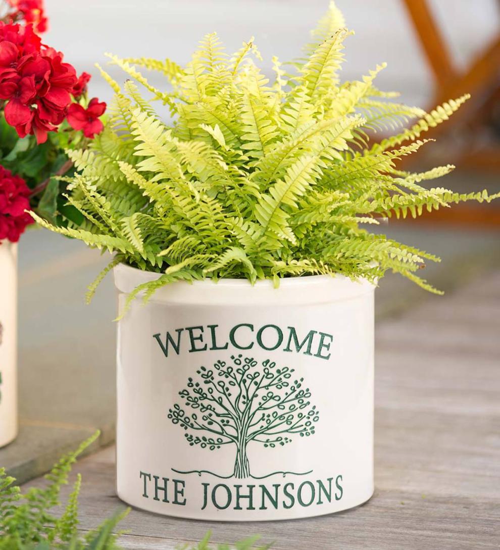 Plow & Hearth Home Accents | Indoor Living Personalized Tree Of Life Crock - Black