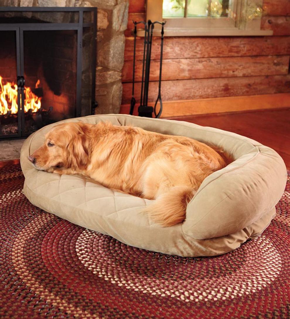 Plow & Hearth Home Accents | Indoor Living Quilted Pet Bed With Bolster Back